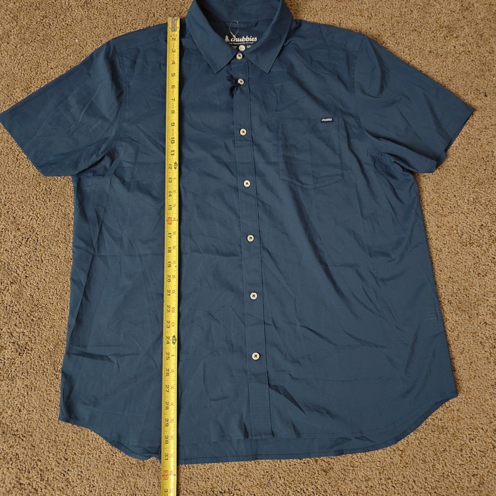 Chubbies Mens Short Sleeve Button Down Shirt Blue X Large Polyester Spandex NWT - Picture 8 of 9